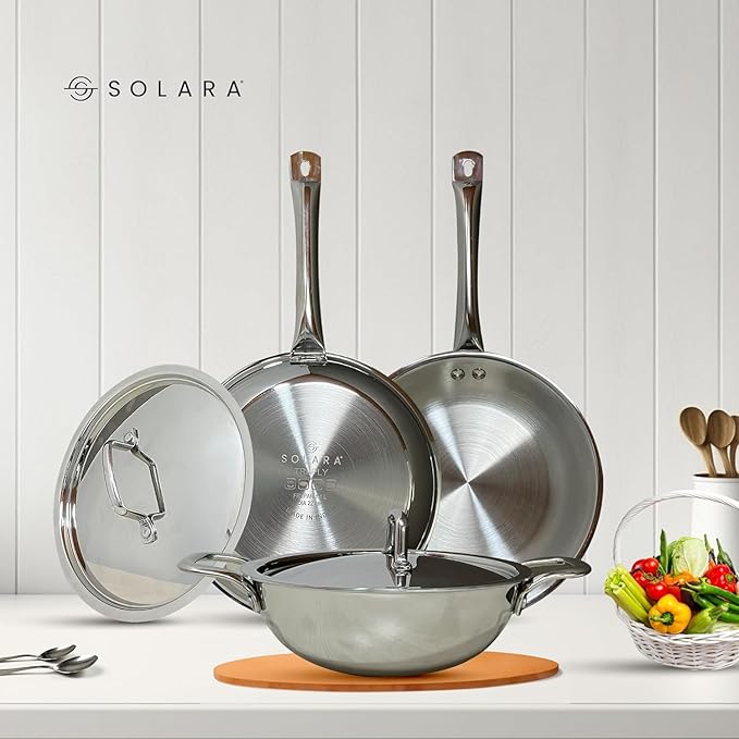 Triply Cookware Set - Fry Pan 22cm with Lid + Kadhai 22 cm with Lid