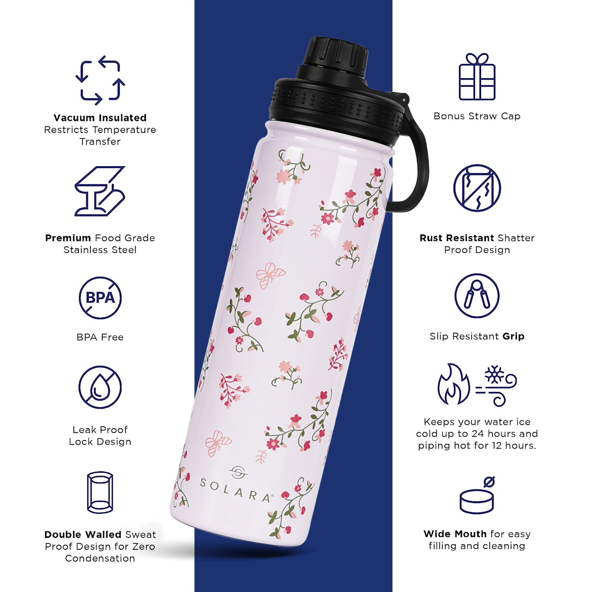  Simple Modern 22 oz Summit Water Bottle with Straw Lid - Hydro  Vacuum Insulated Tumbler Flask Double Wall Liter - 18/8 Stainless Steel  -Seaside: Home & Kitchen